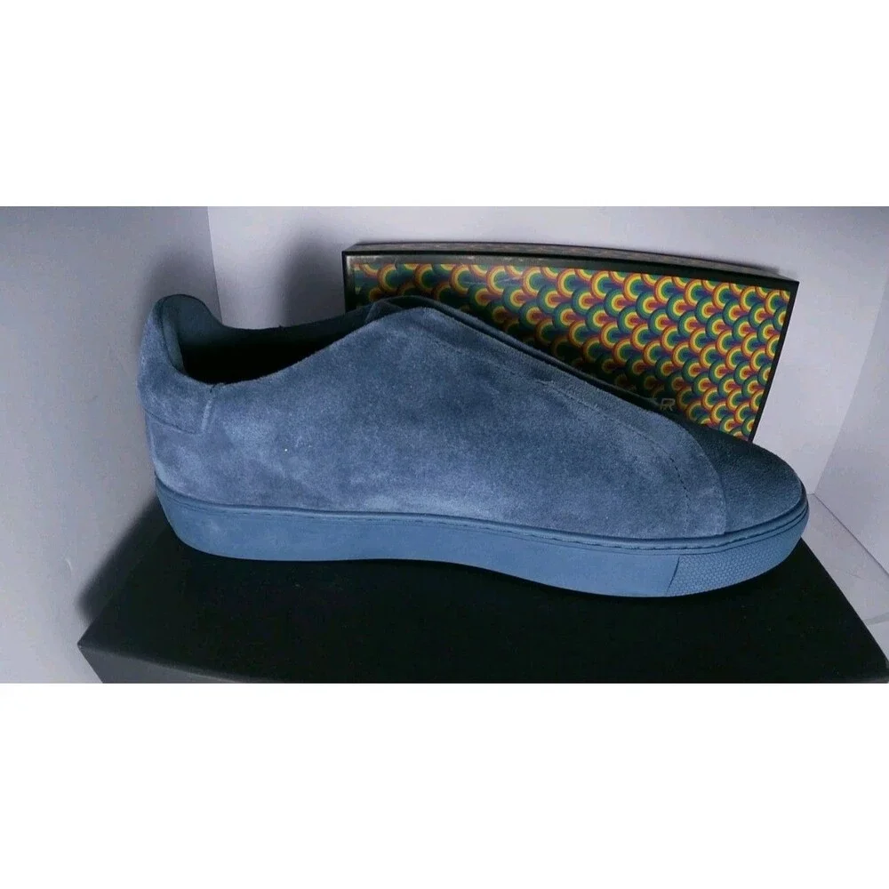 Kurt Geiger London Men's Lennon Slip on Blue Suede Sneakers Us 13 Used with box
